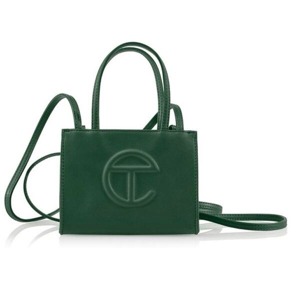 Telfar Small Shopping Bag Dark Olive Green Vegan Leather Crossbody Tote Purse